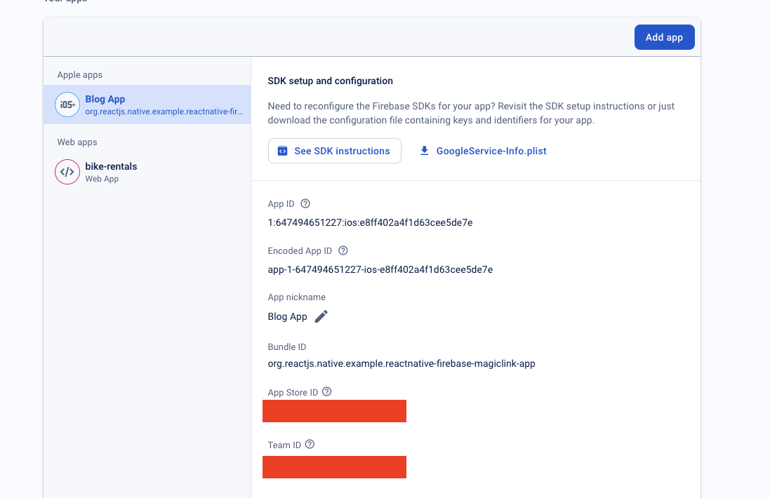 Firebase iOS app configuration