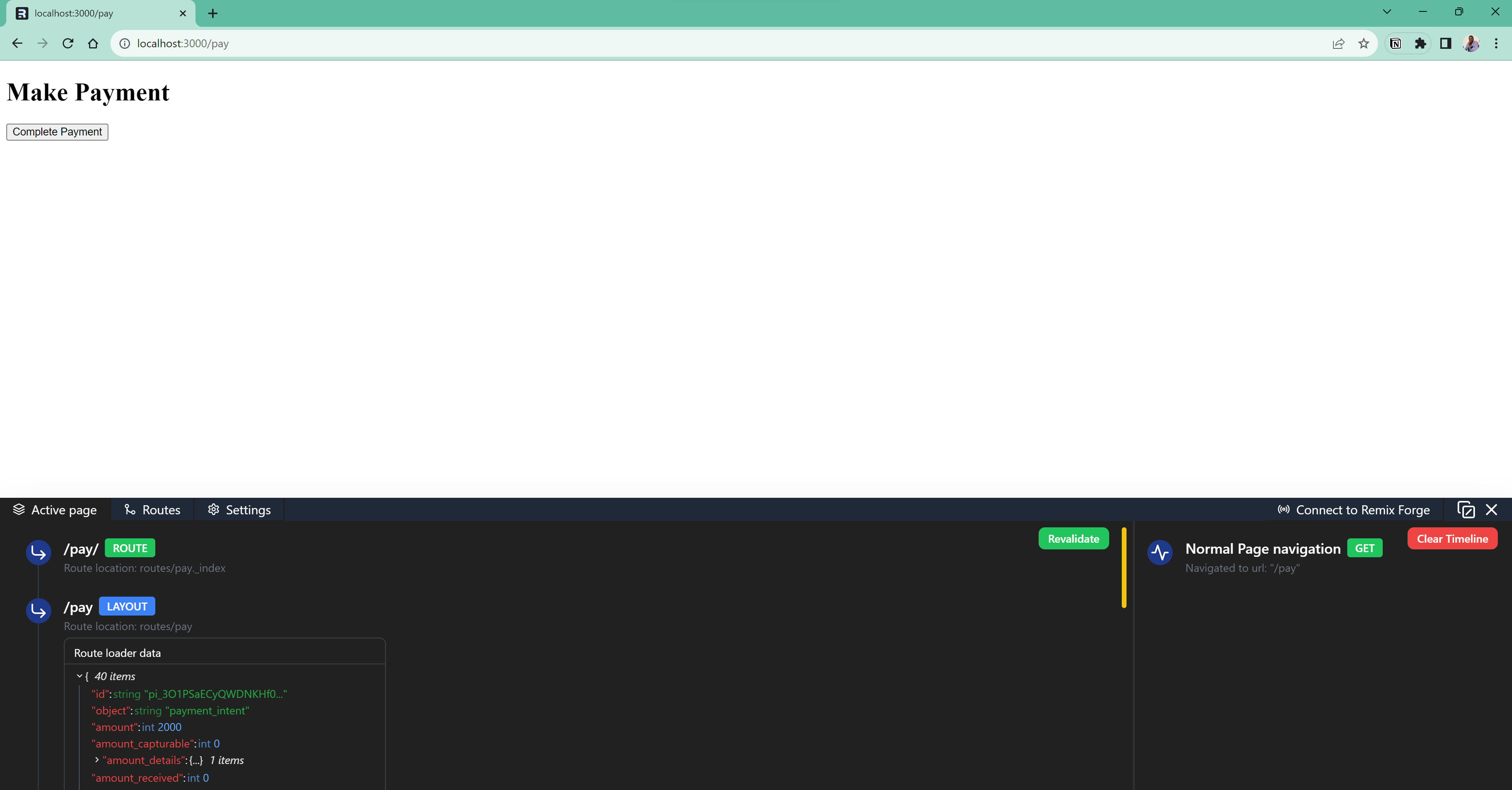 Remix Dev Tools active page details