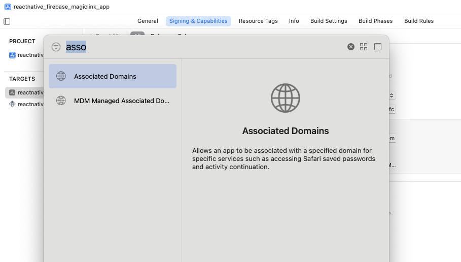 Xcode Associated Domains capability